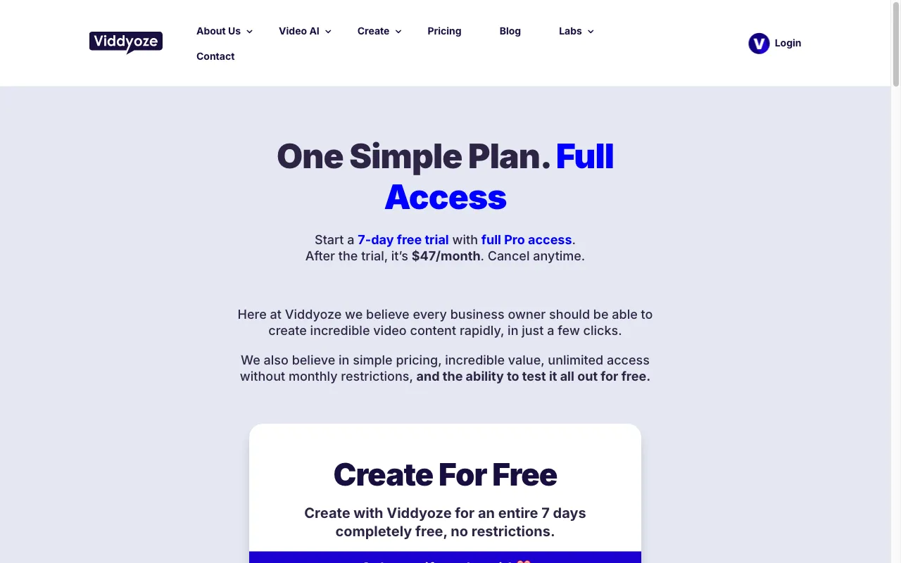 Viddyoze — pricing page