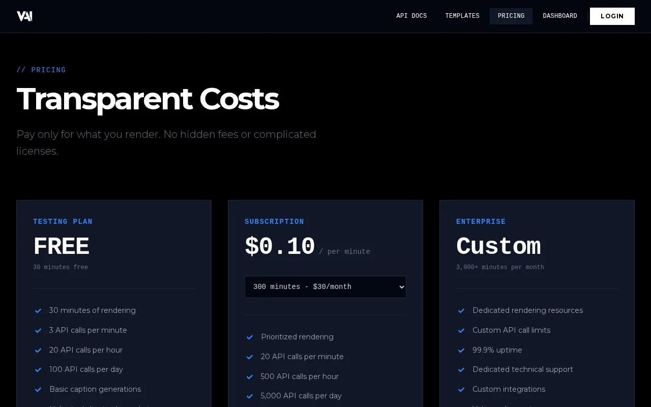 Video AIditor — pricing page