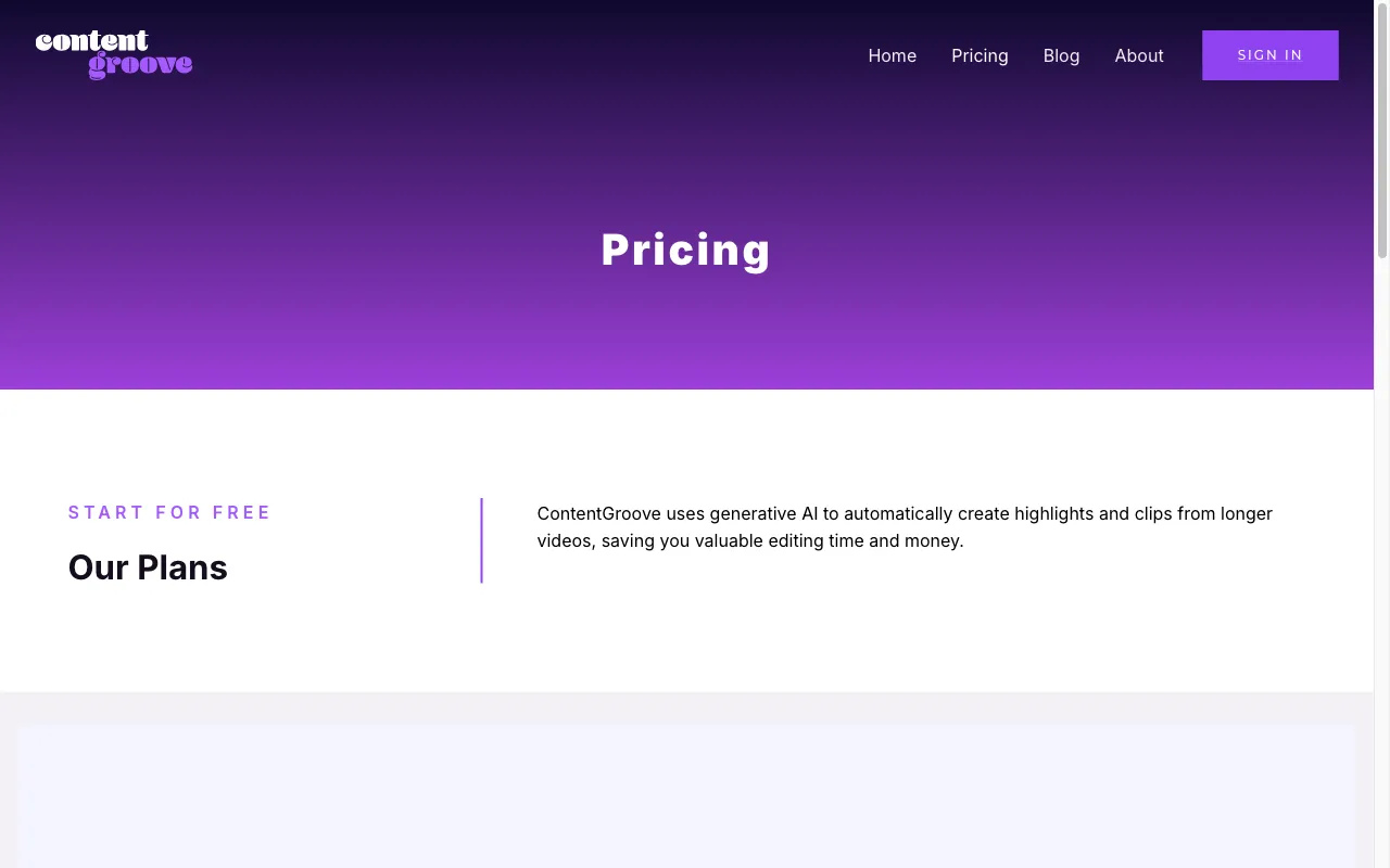 ContentGroove — pricing page