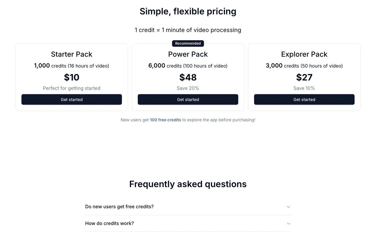 Video Notes TLDR — pricing page