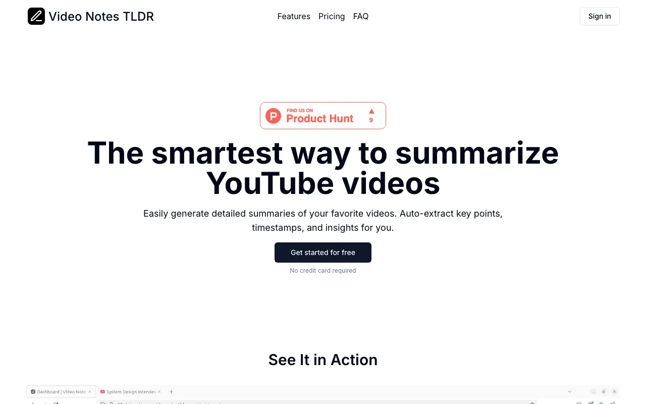Video Notes TLDR — preview screenshot