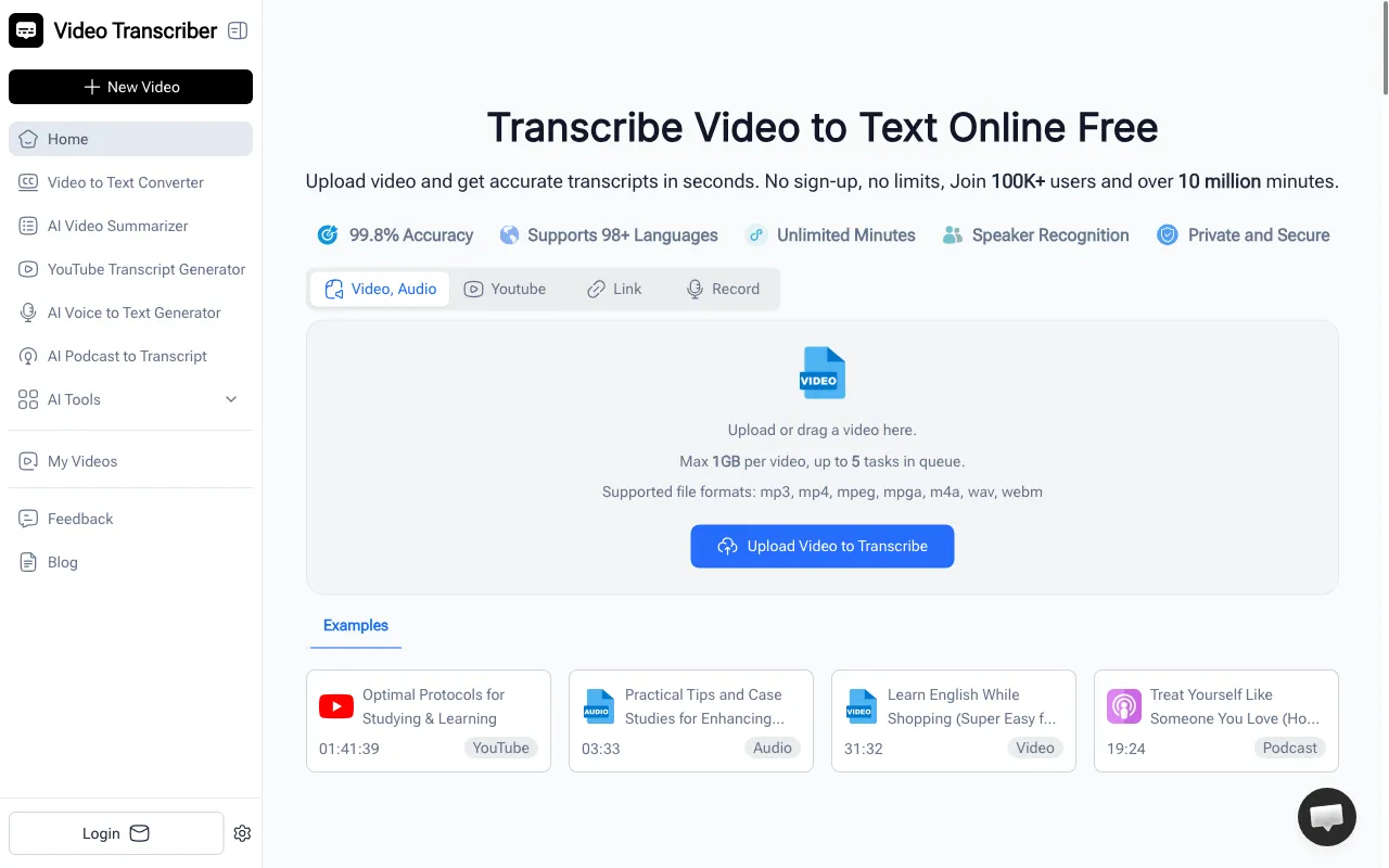 Video Transcriber AI — preview screenshot