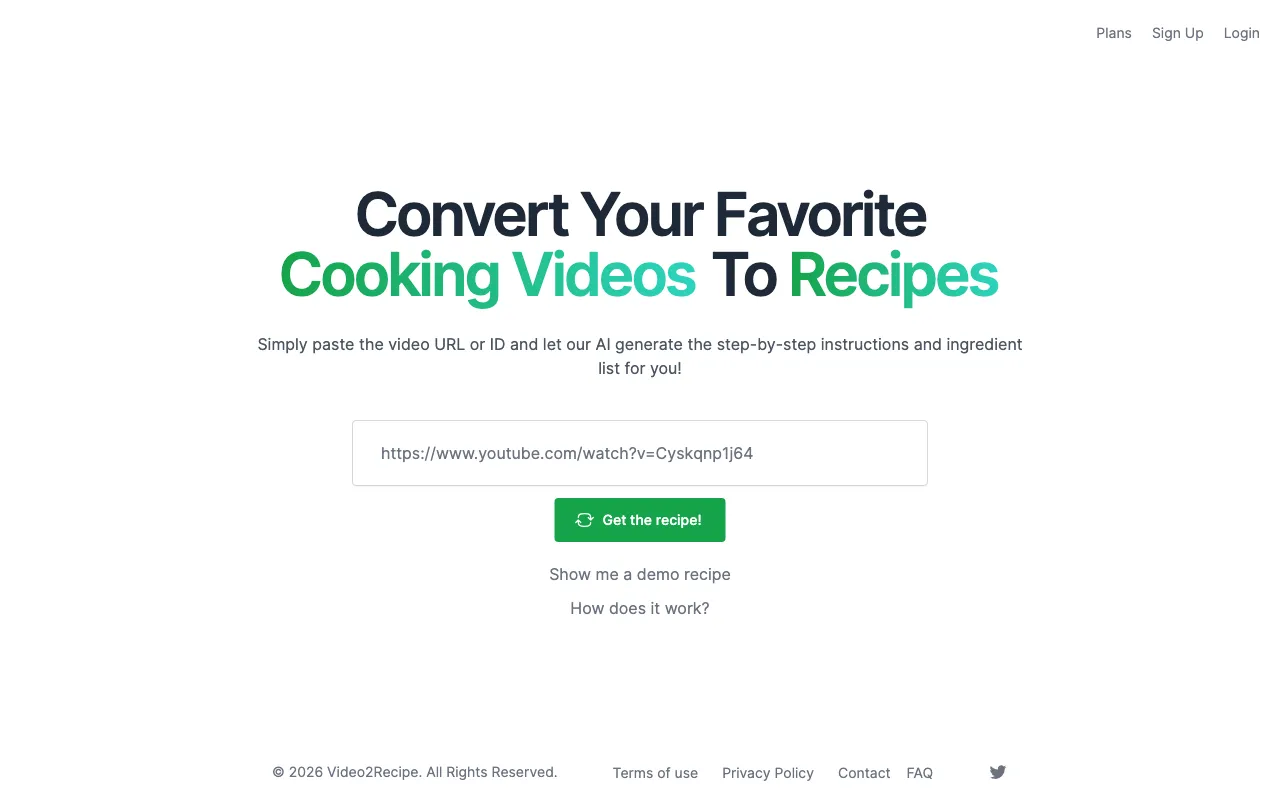 Video2Recipe — preview screenshot