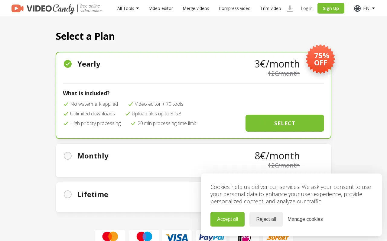 VideoCandy — pricing page