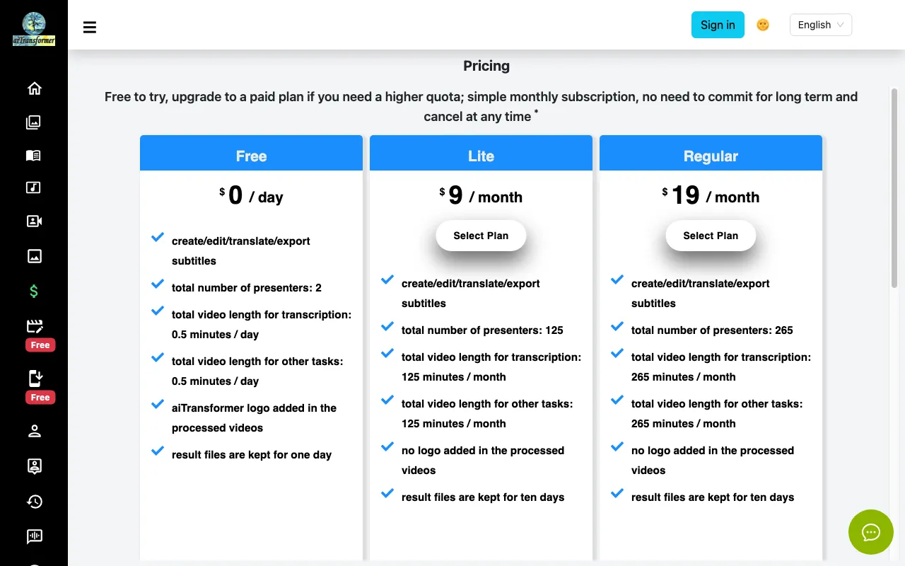 VideoPlus Studio — pricing page