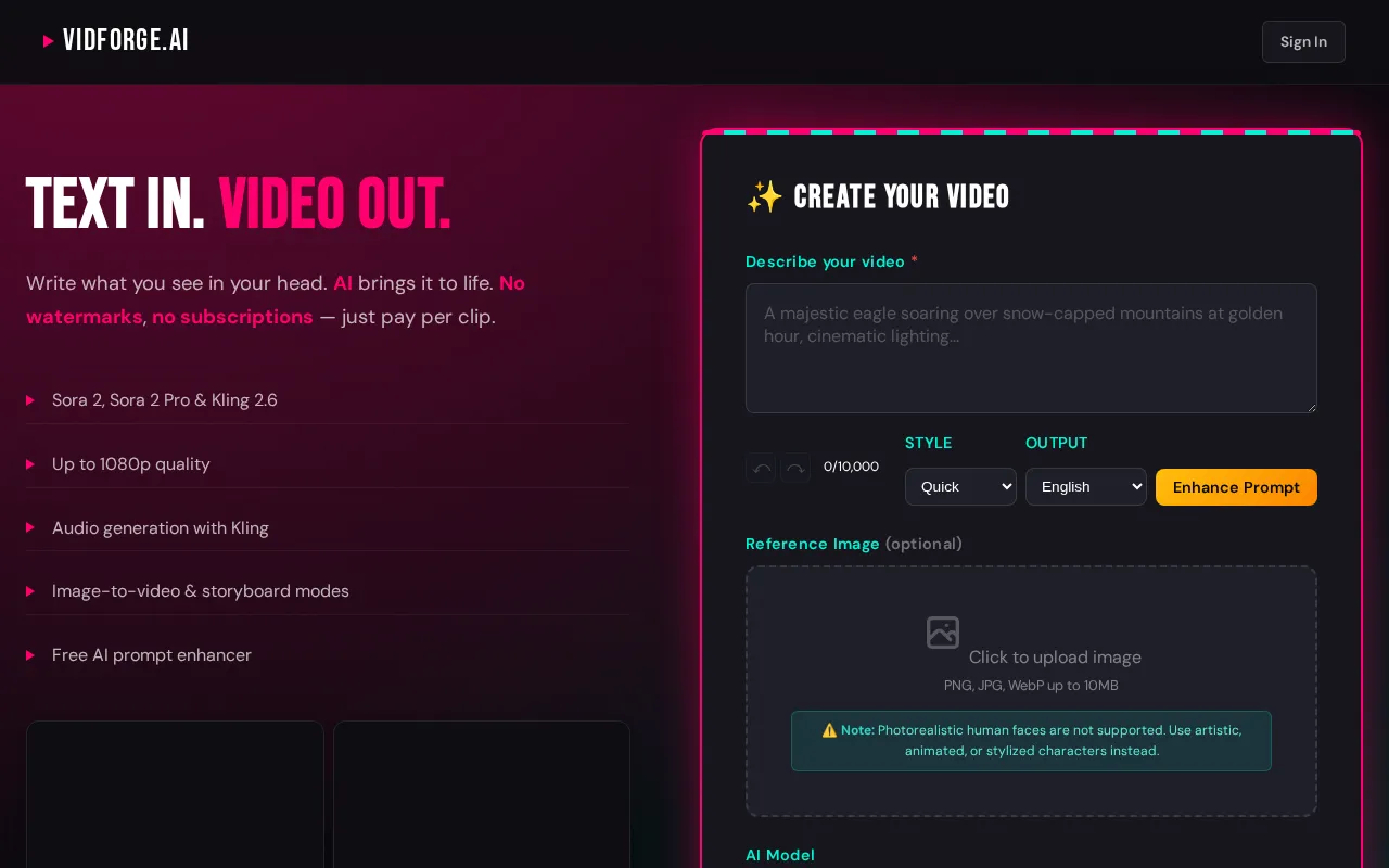 VidForge.ai — preview screenshot