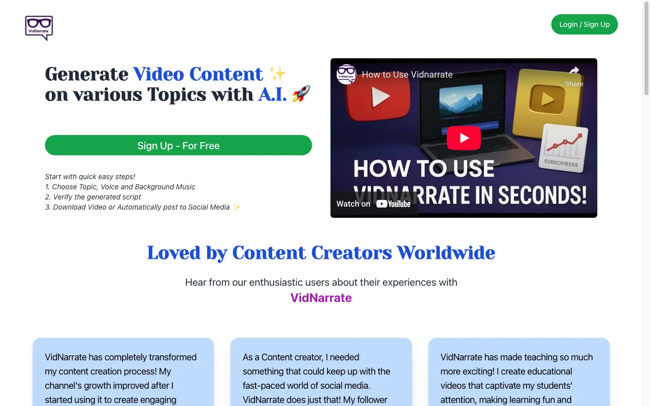 VidNarrate — preview screenshot