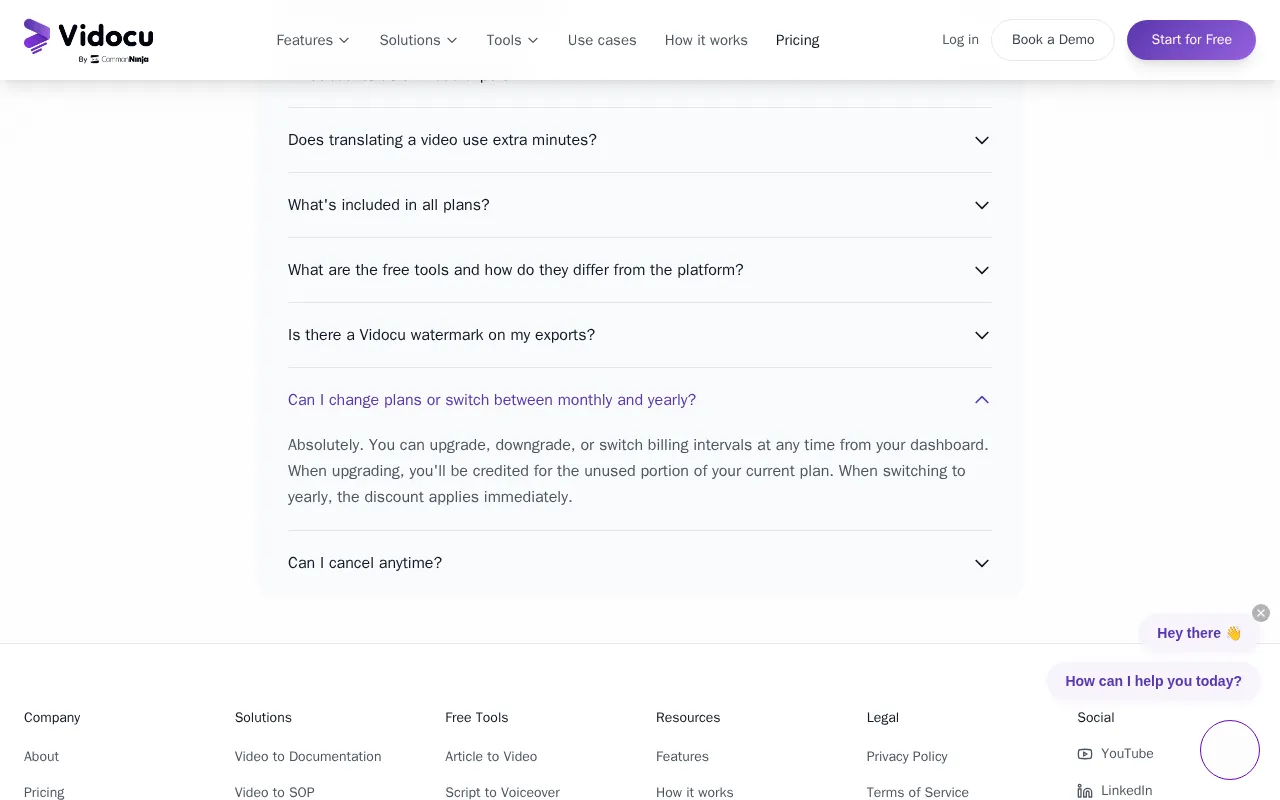 Vidocu — pricing page