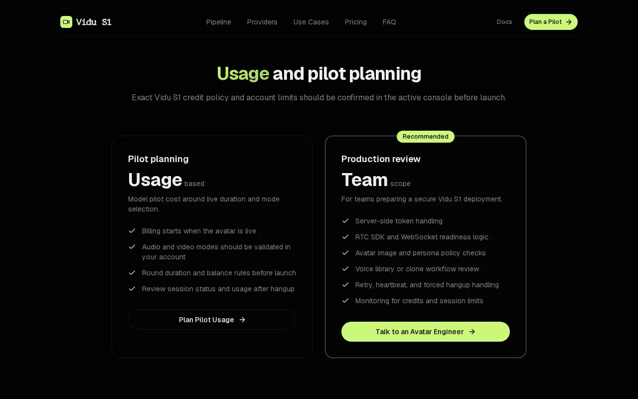 Vidu S1 — pricing page