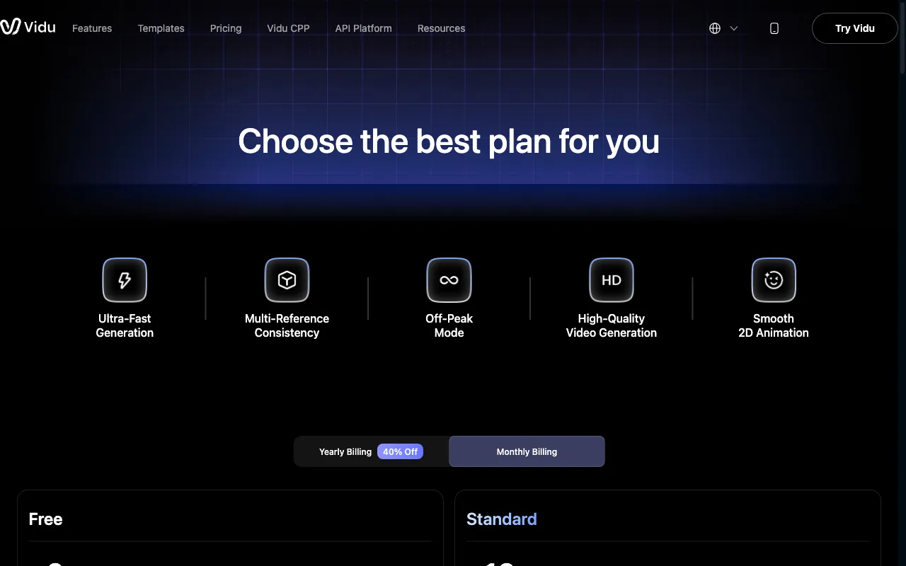 vidu.studio — pricing page
