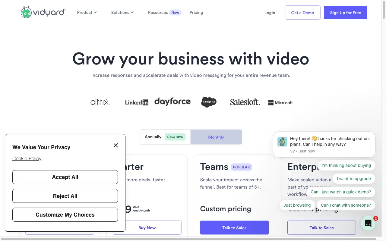 Vidyard — pricing page