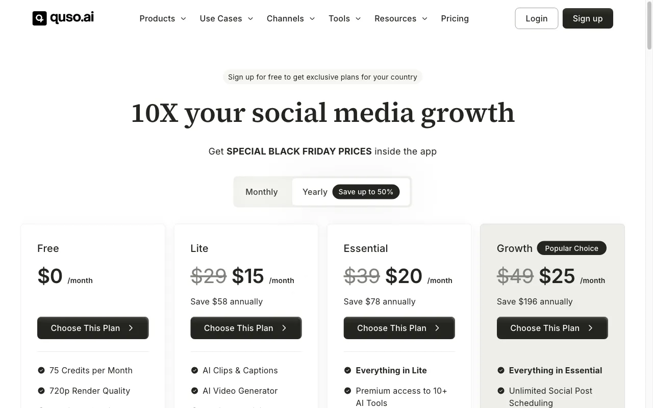 Vidyo.ai — pricing page