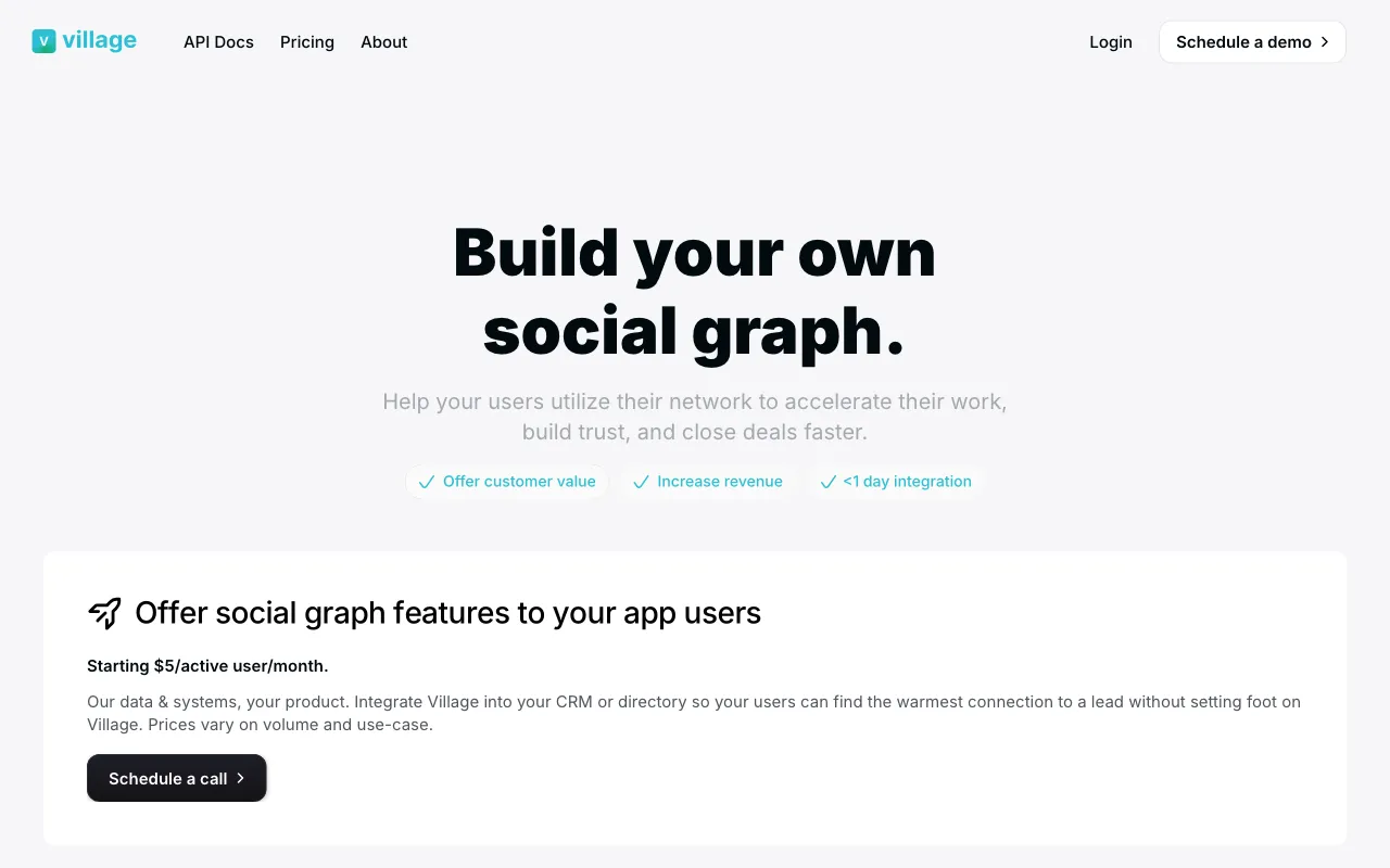 Village — pricing page