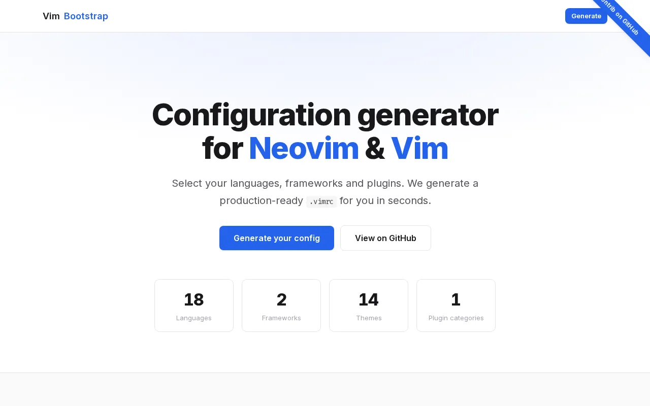 Vim Bootstrap — preview screenshot