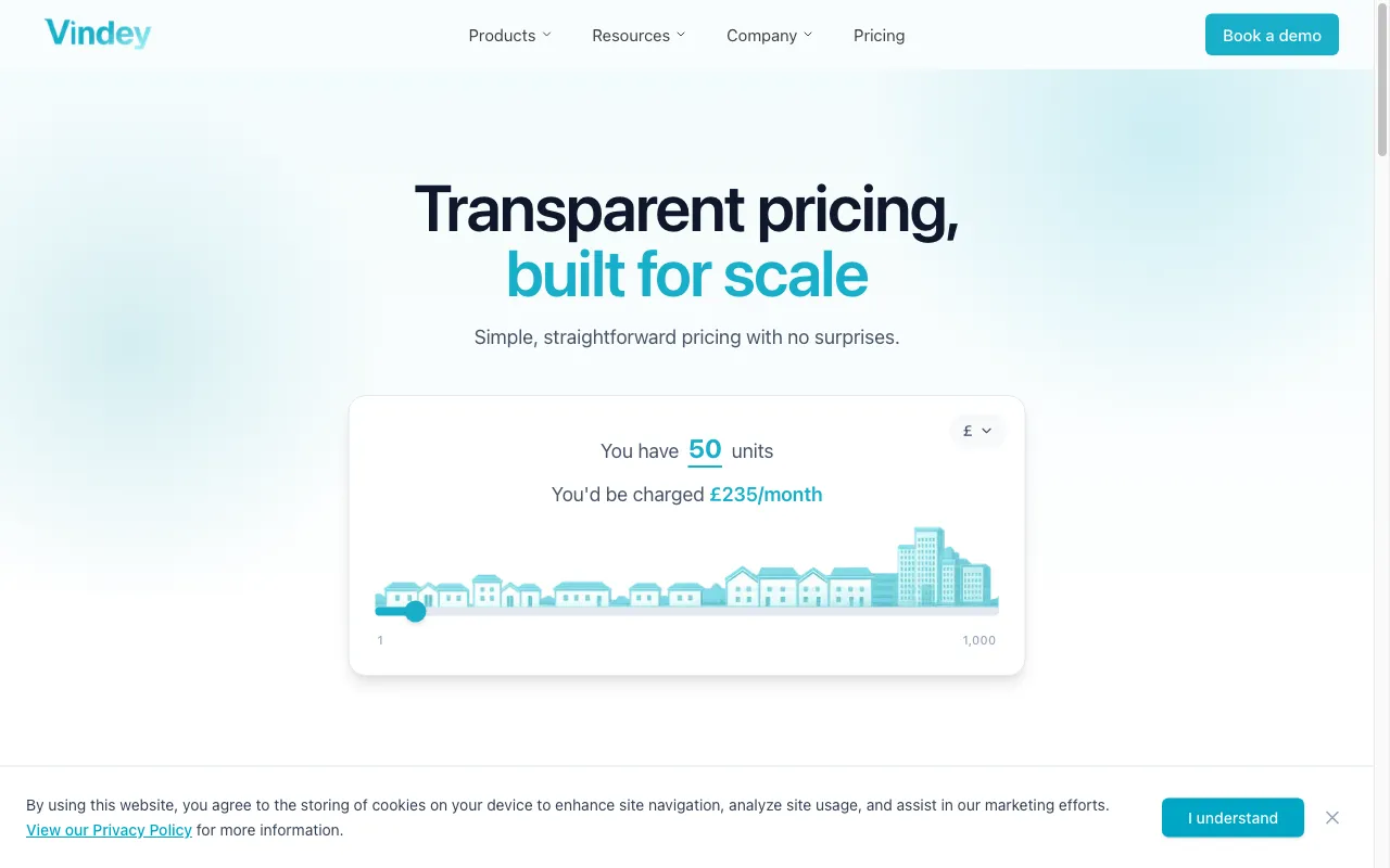 Vindey CRM — pricing page