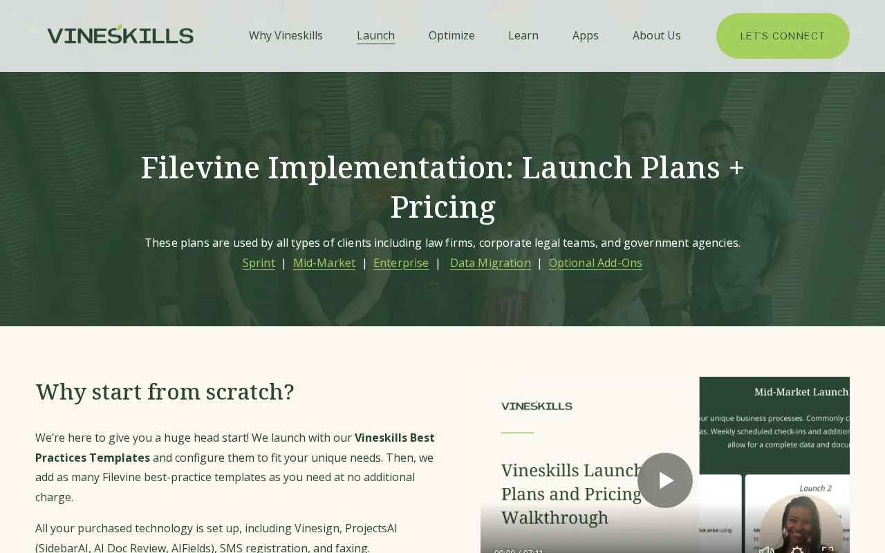 Vineskills — pricing page