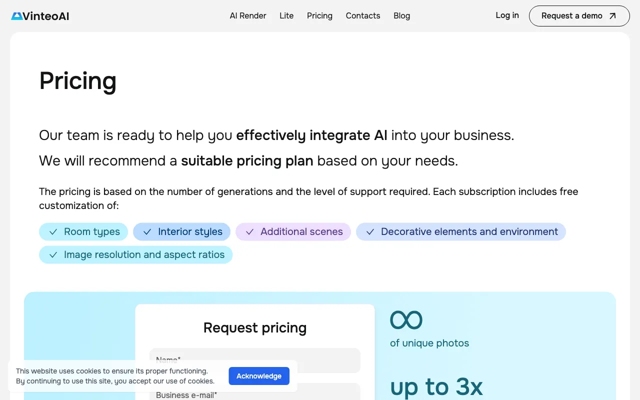 vinteo.ai — pricing page