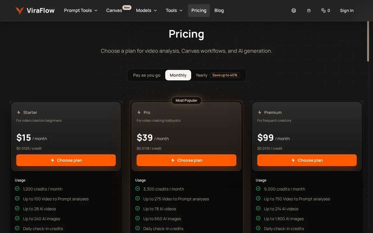 ViraFlow — pricing page