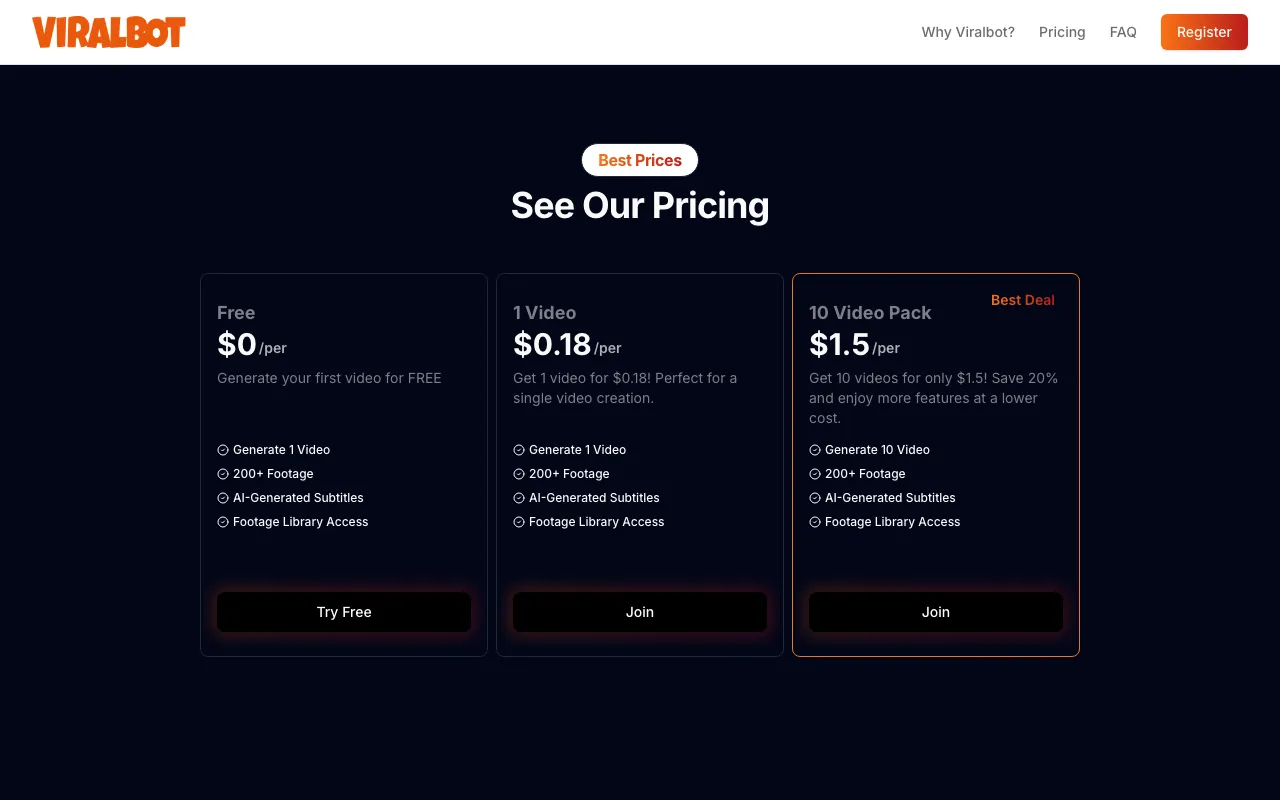 viralbot — pricing page