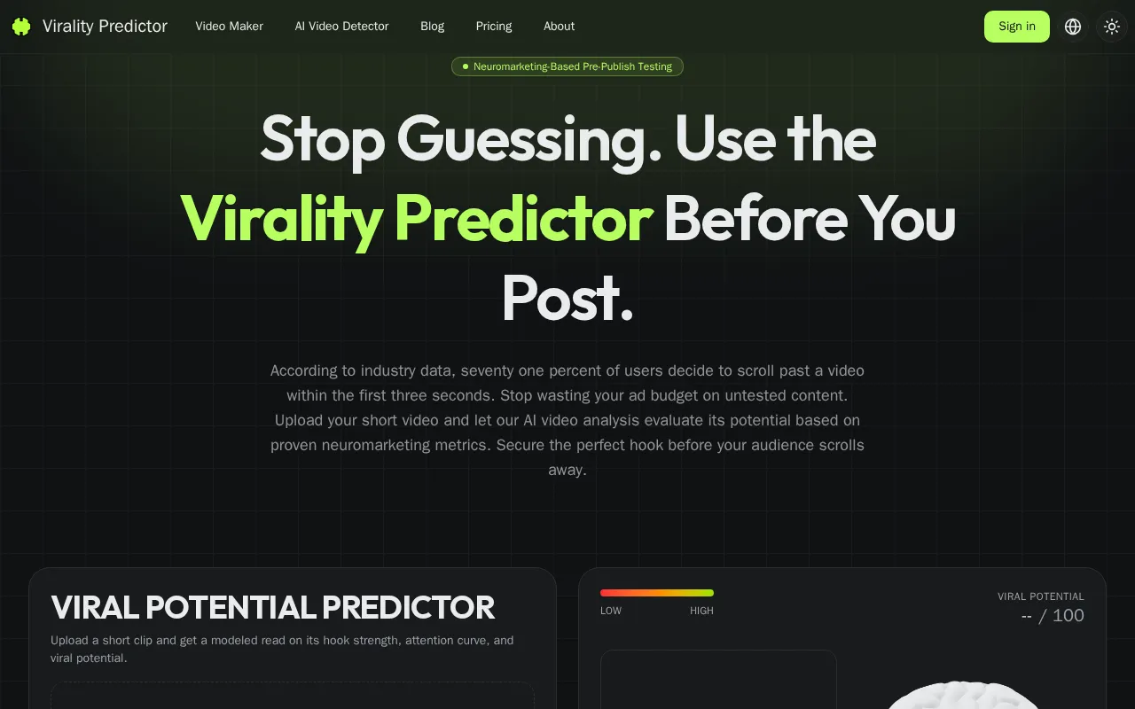 Virality Predictor — preview screenshot