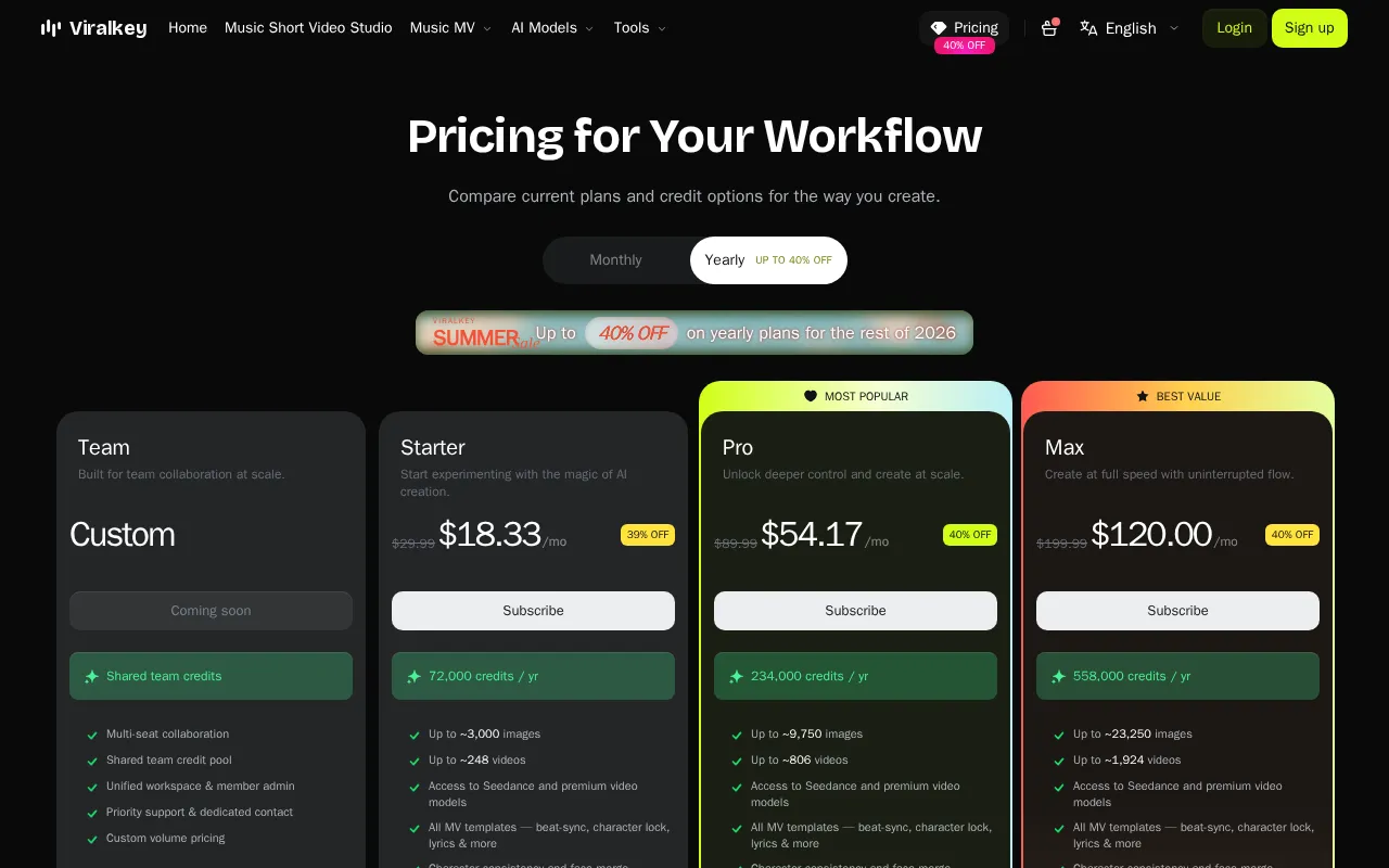 Viralkey — pricing page