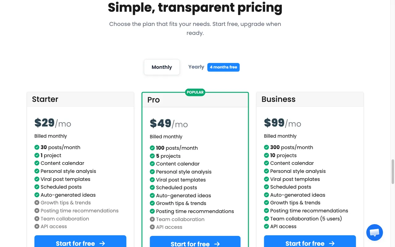 Virly — pricing page