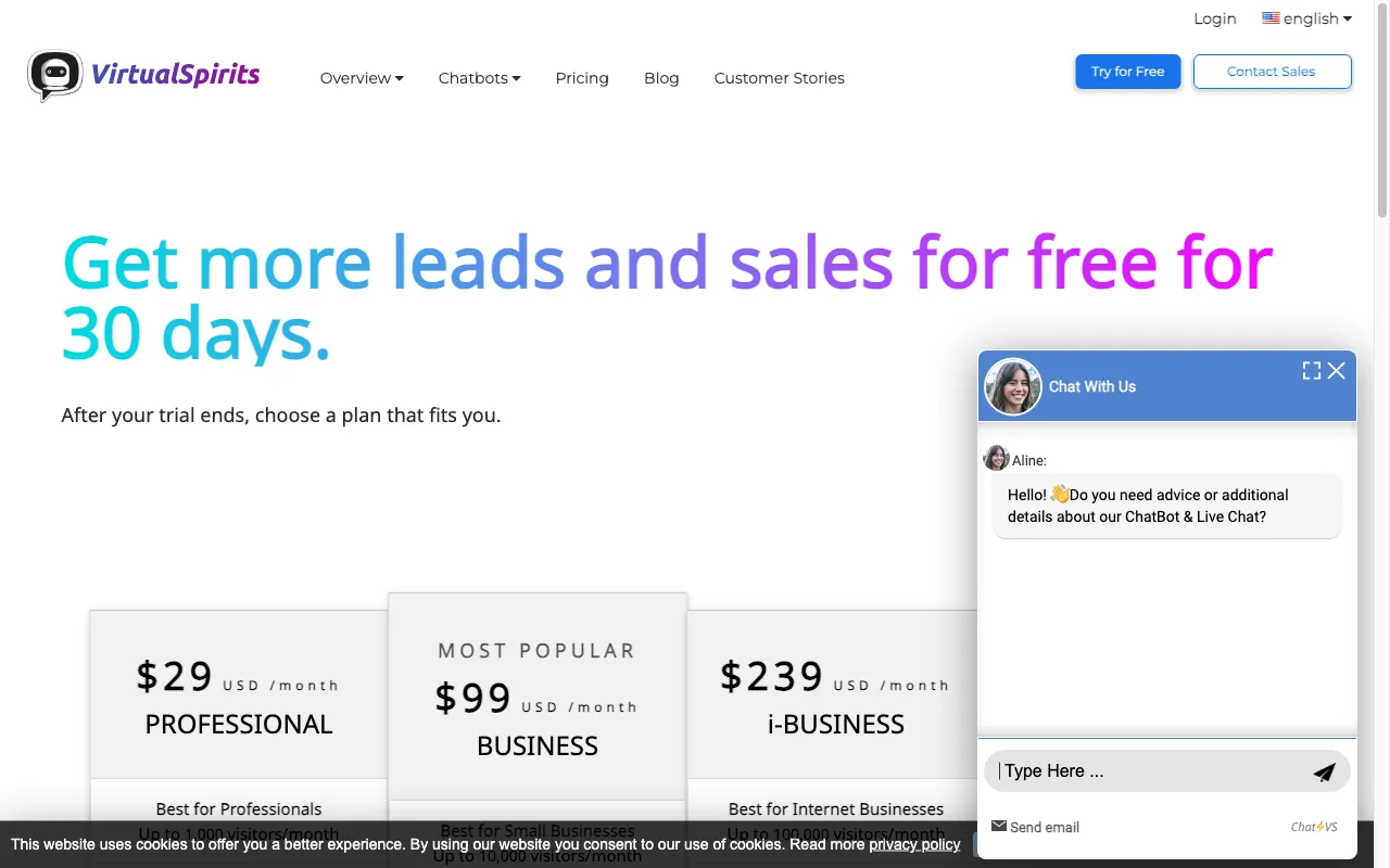 virtualspirits.com — pricing page