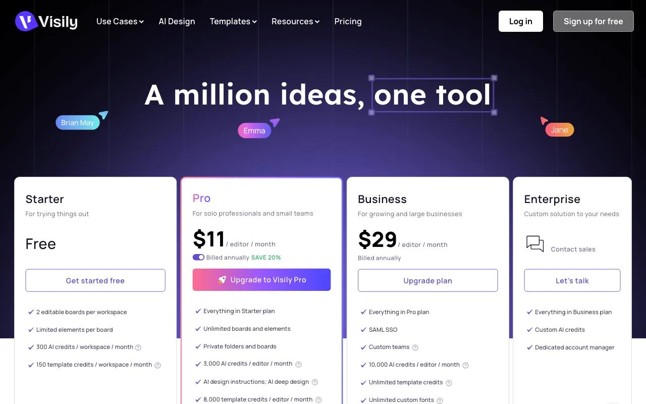 Visily — pricing page