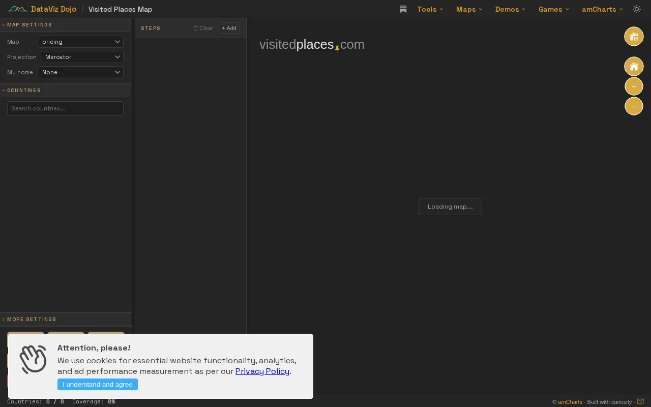 VisitedPlaces.com — pricing page