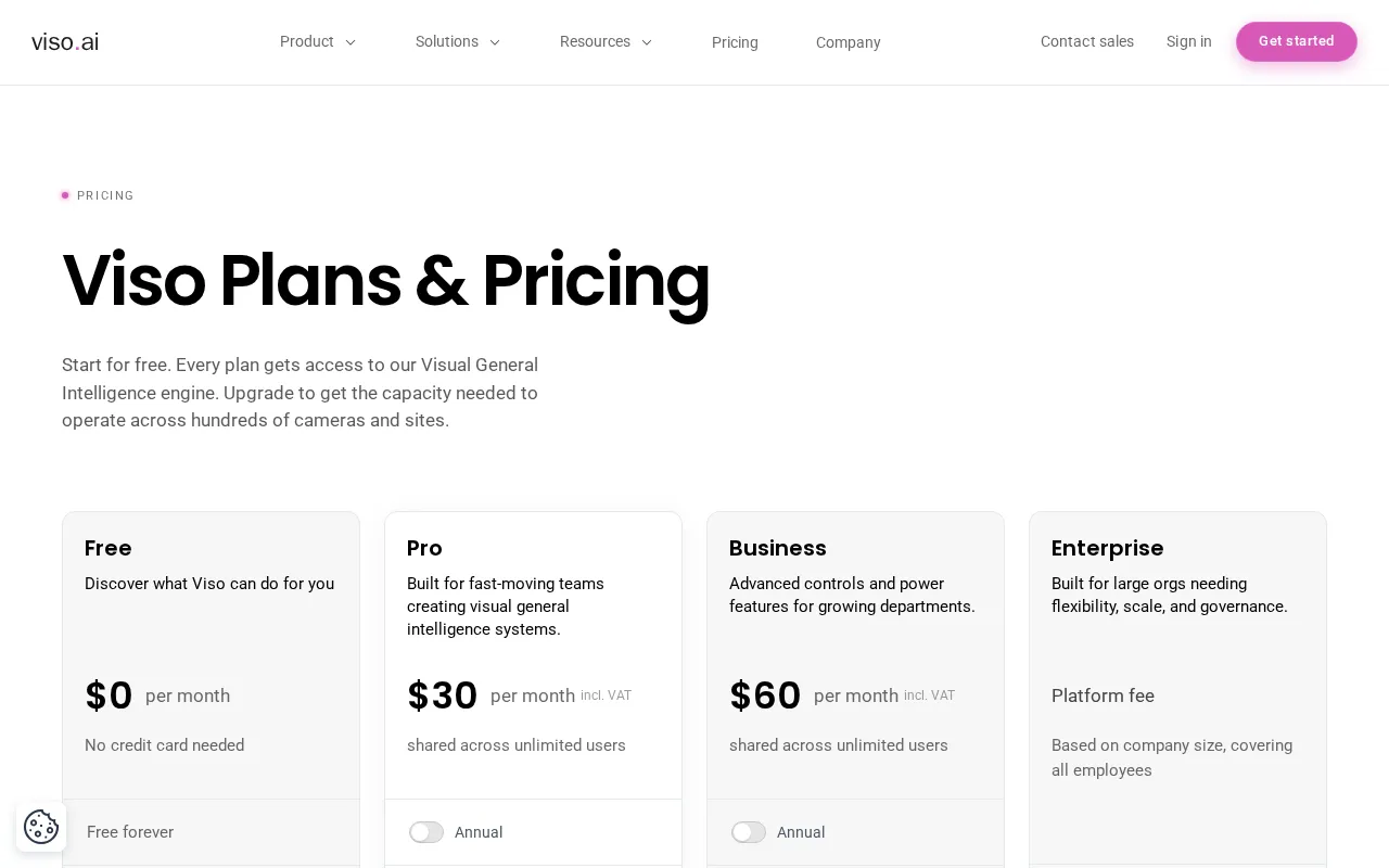 Viso Now — pricing page