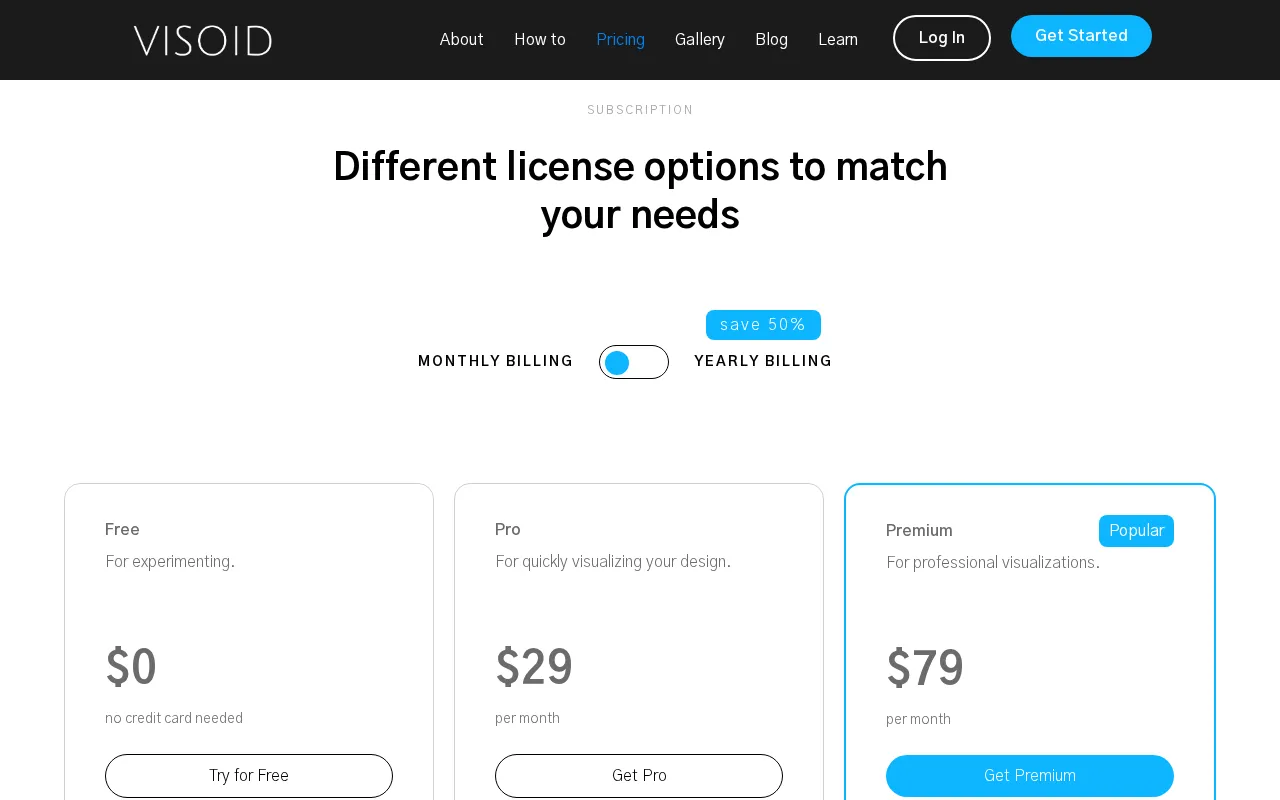 Visoid — pricing page