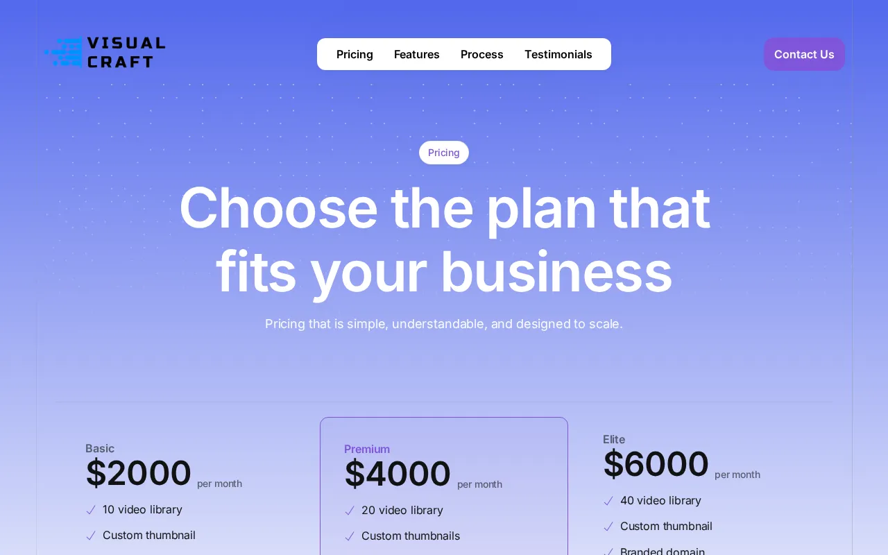 Visualcraft.ai — pricing page