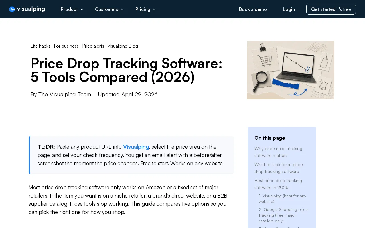 Visualping — pricing page