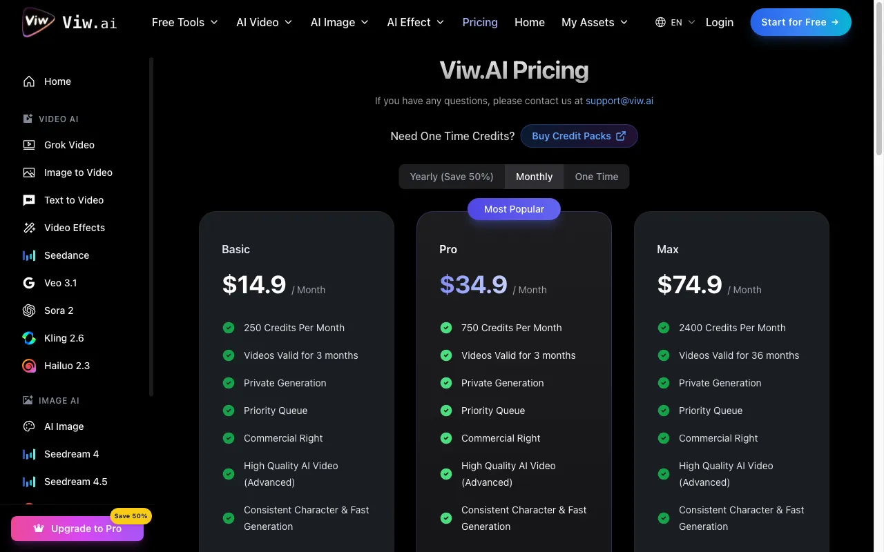 Viw AI — pricing page