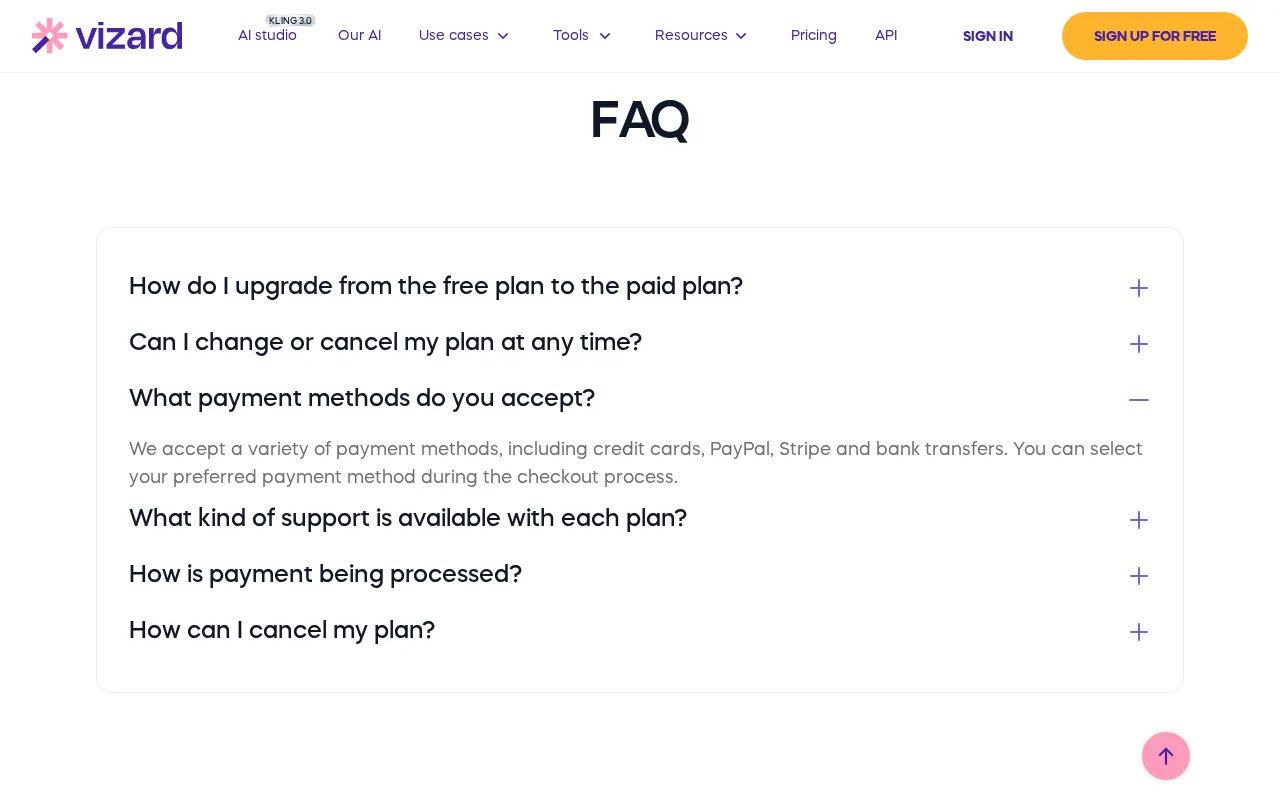 Vizard — pricing page