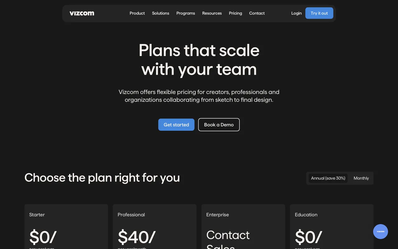 Vizcom — pricing page