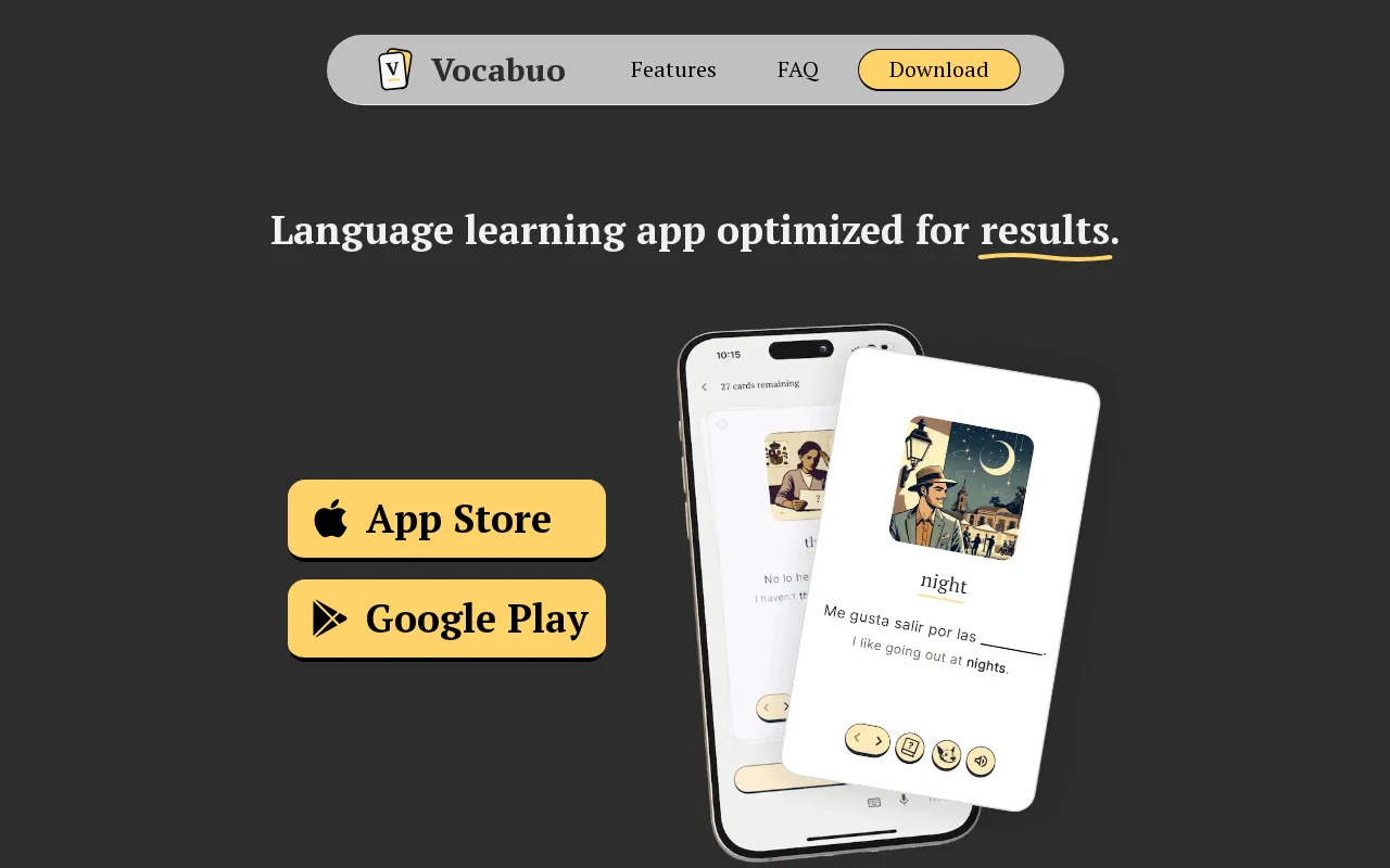 Vocabuo — pricing page