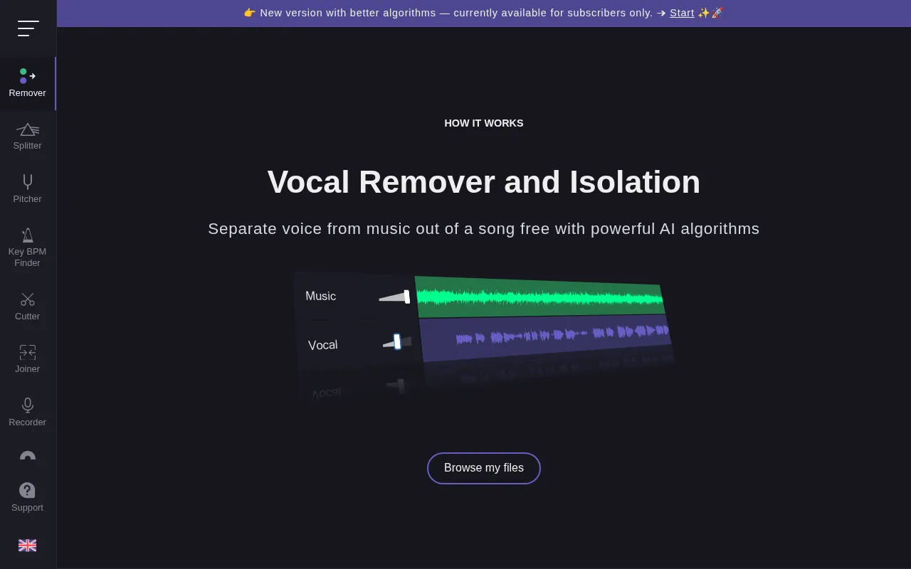 vocalremover.org — preview screenshot