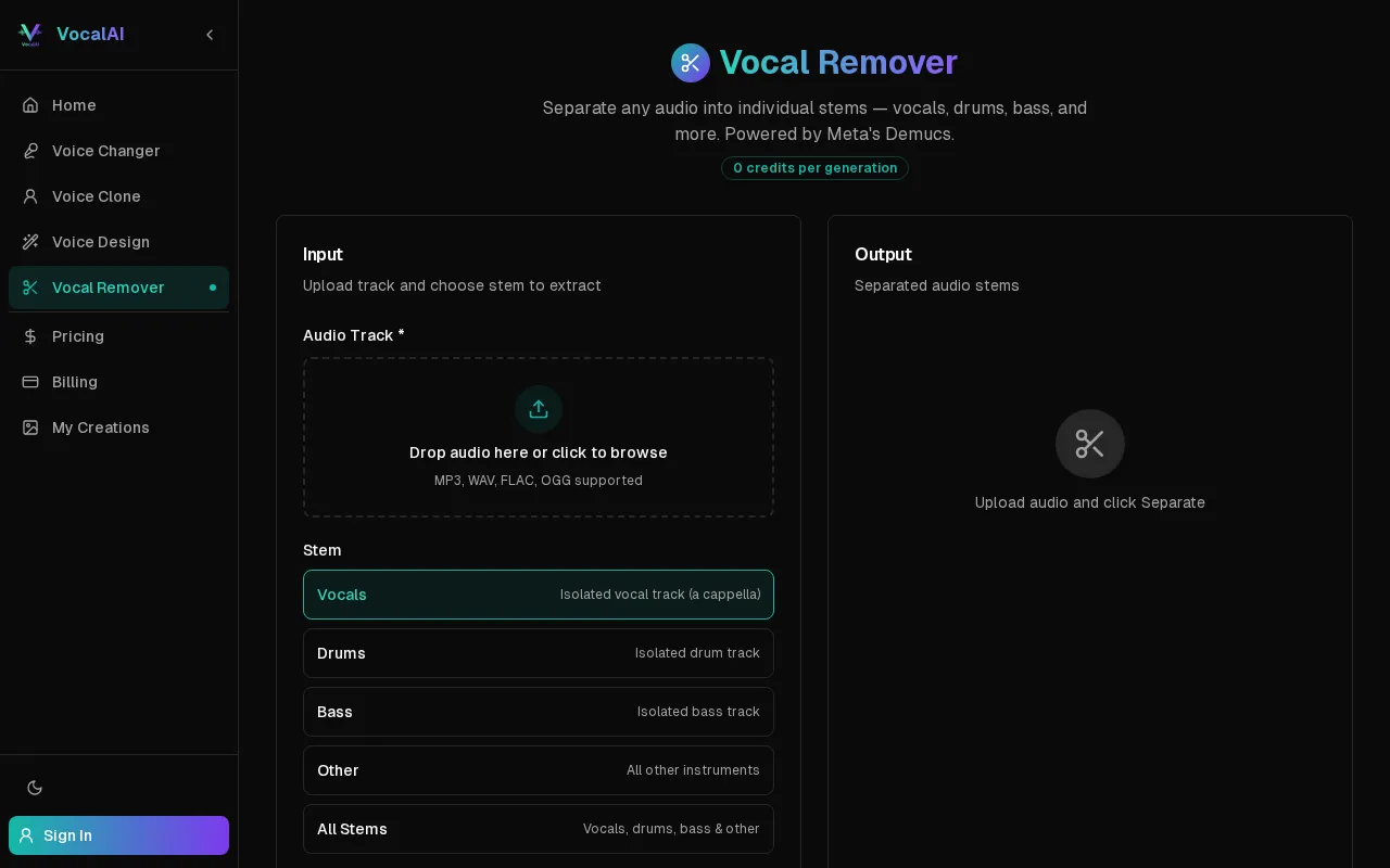 VocalAI — preview screenshot