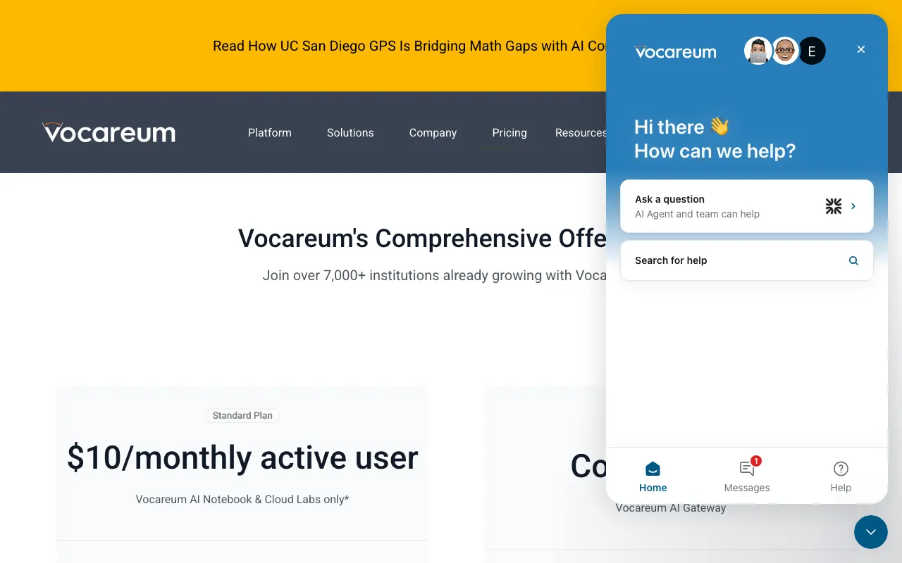 vocareum.com — pricing page