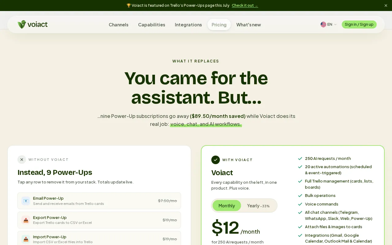 Voiact — pricing page