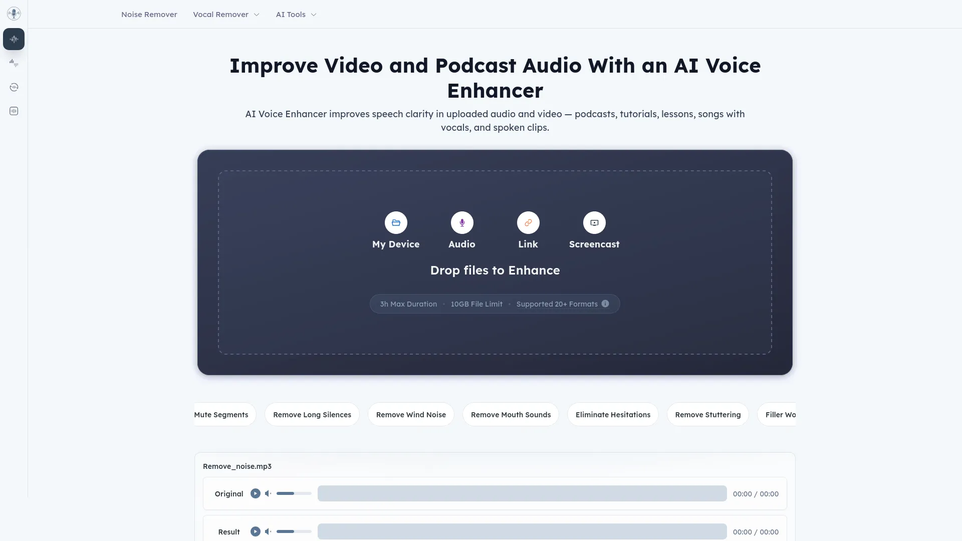 AI Voice Enhancer Online — preview screenshot