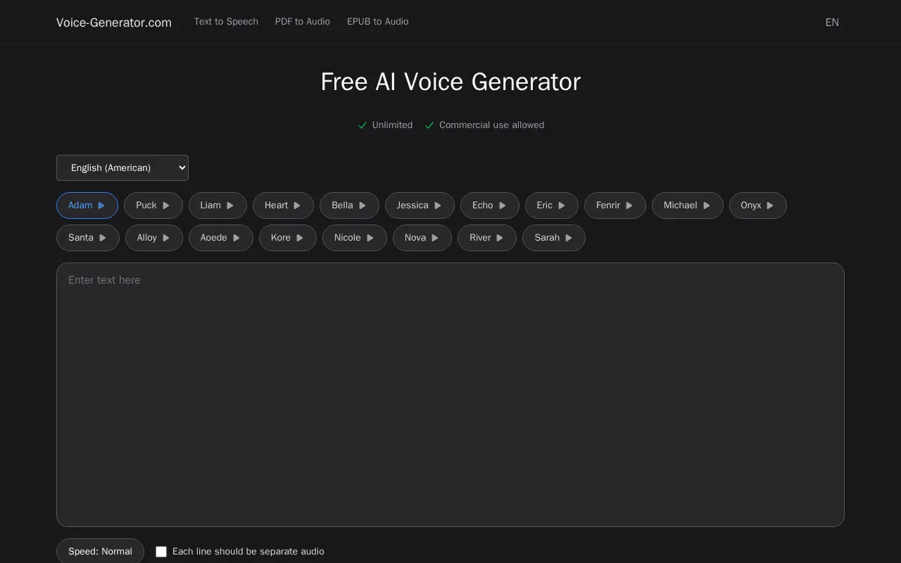 Voice-Generator.com — preview screenshot