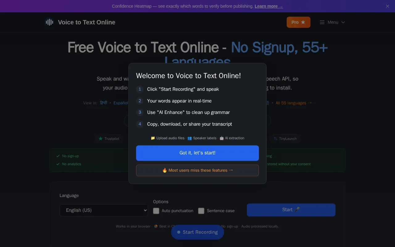 Voice To Text Online — preview screenshot