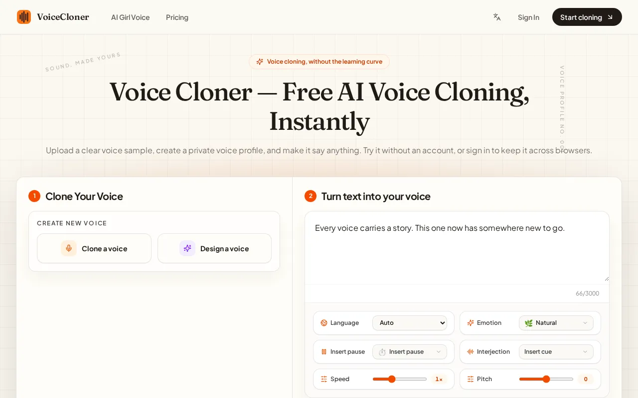 VoiceCloner — preview screenshot