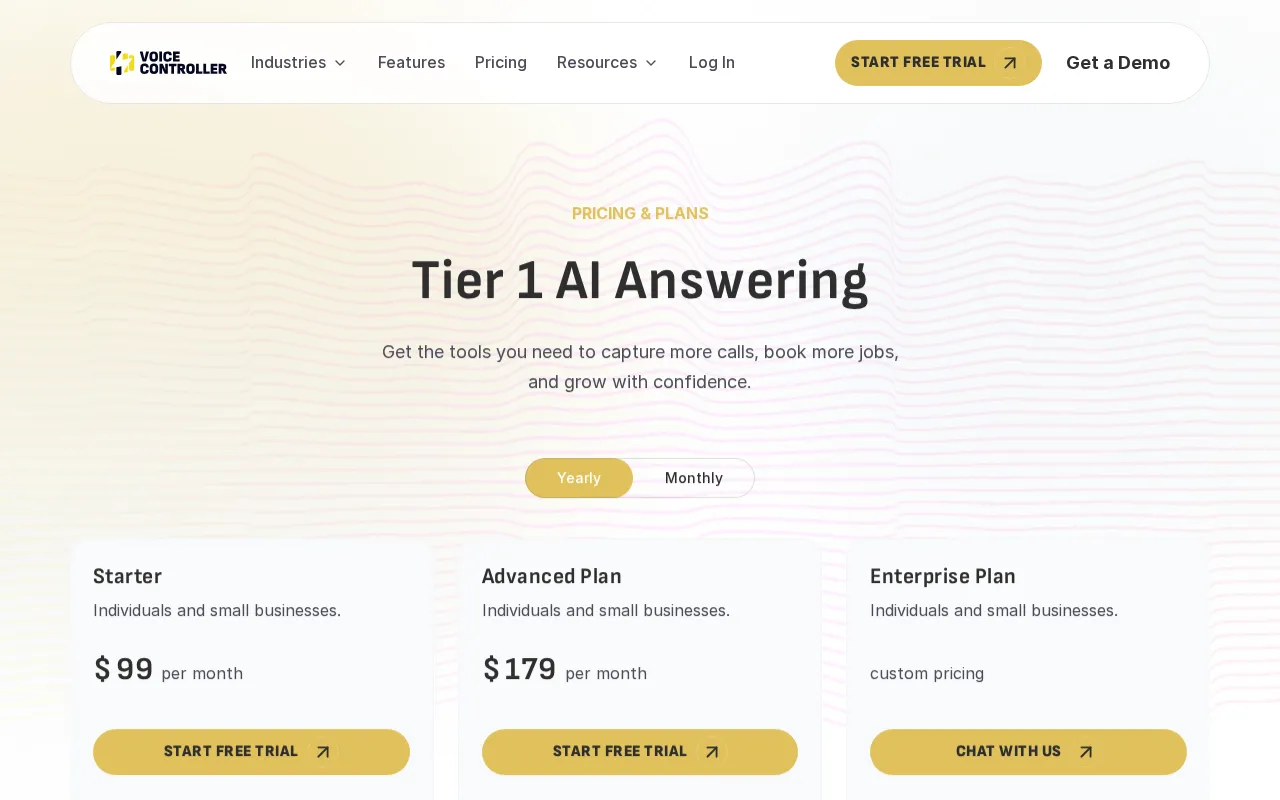 Voicecontroller — pricing page