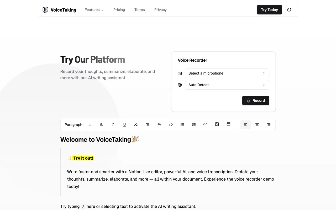 VoiceTaking — preview screenshot