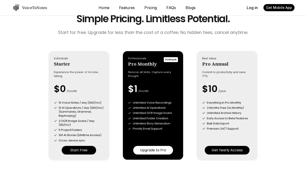 Voicetonotes — preview screenshot
