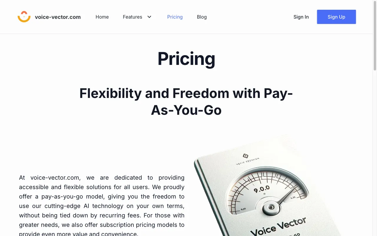 VoiceVector — pricing page
