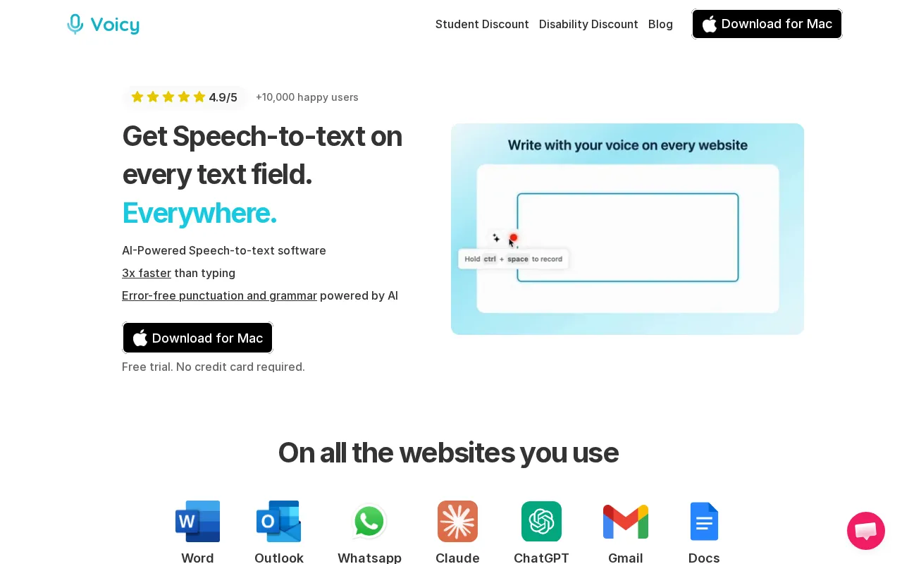 Voicy Speech to Text — preview screenshot